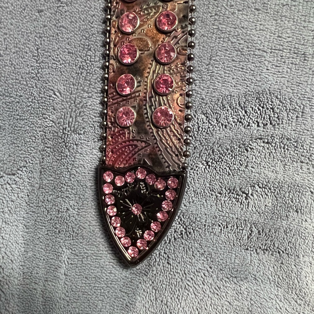 Vintage Pink Rhinestone Belt-L - Picture 4 of 4